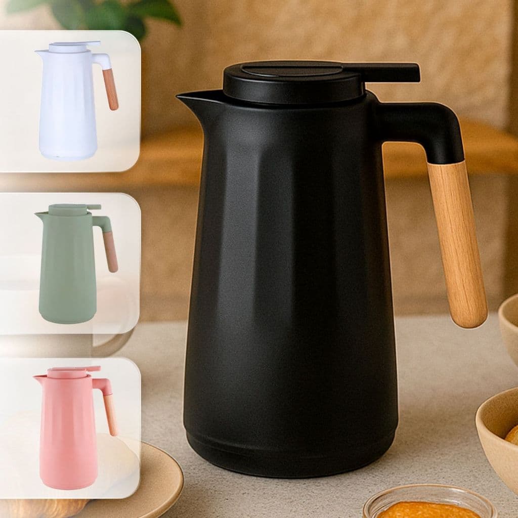 Garrafa Térmica 1 Litro Sotto Para Chás/Café  Design Moderno Cabo Madeira