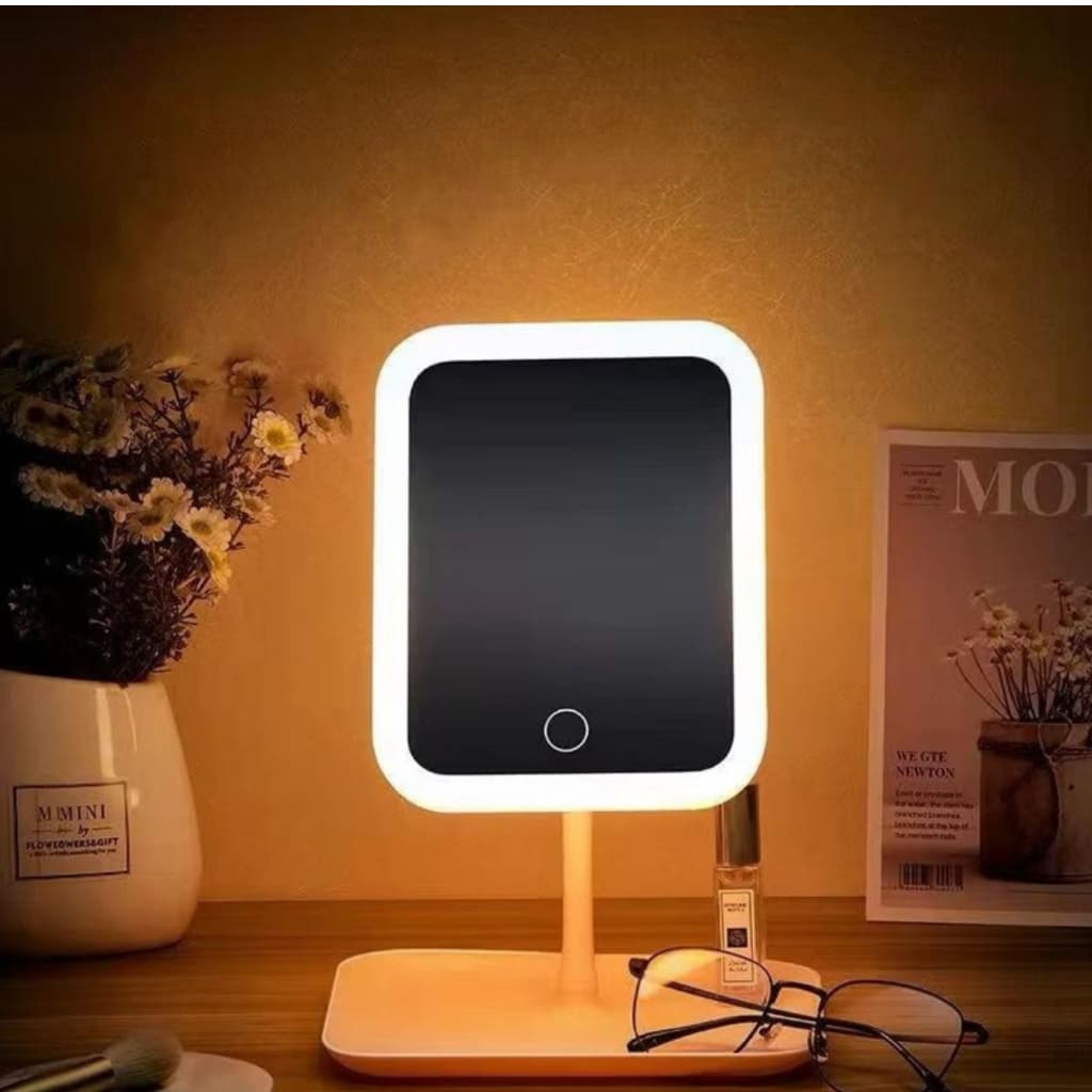 Espelho Decorativo com LED de Mesa Redondo / Quadrado para Maquiagem e Luminaria luz forte