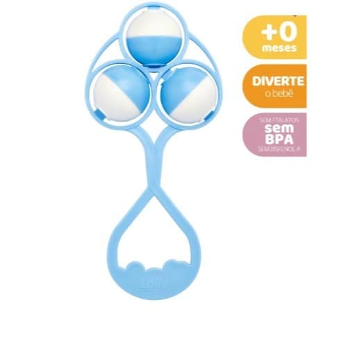 Chocalho de Bola Lolly  Brinquedo Bebê Estímulo Motor e Auditivo Menino e Menina Rosa-Azul