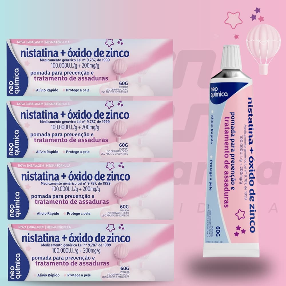 Kit C/4 Creme pomada para assadura com óxido de zinco 60g