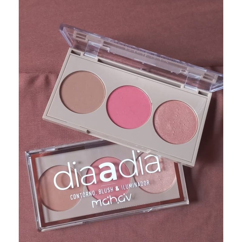 Trio Contorno, Blush e Iluminador Dia a Dia Mahav | Maquiagem | ENTREGA RÁPIDA |