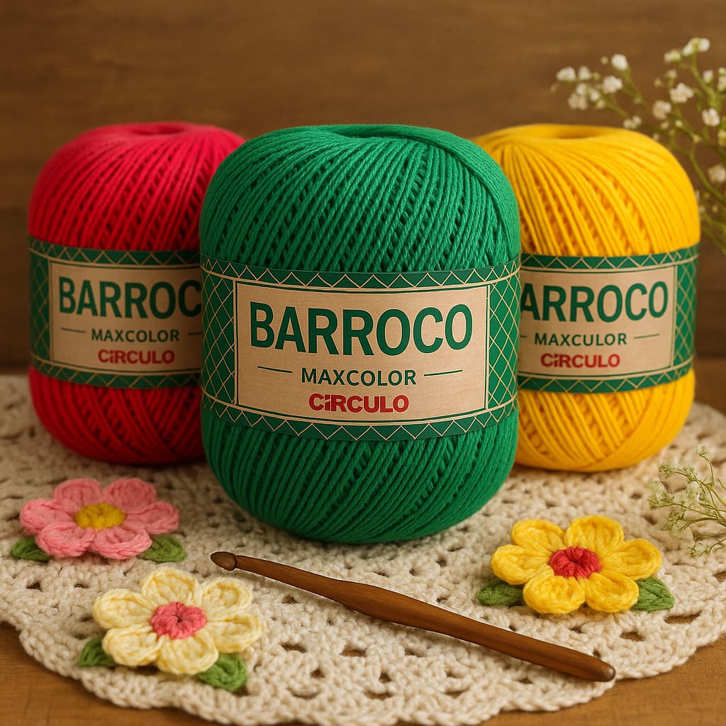 Barroco Maxcolor Círculo 200g Fio 4 para Crochê e Tricô - 100% Algodão - Fio para crochê