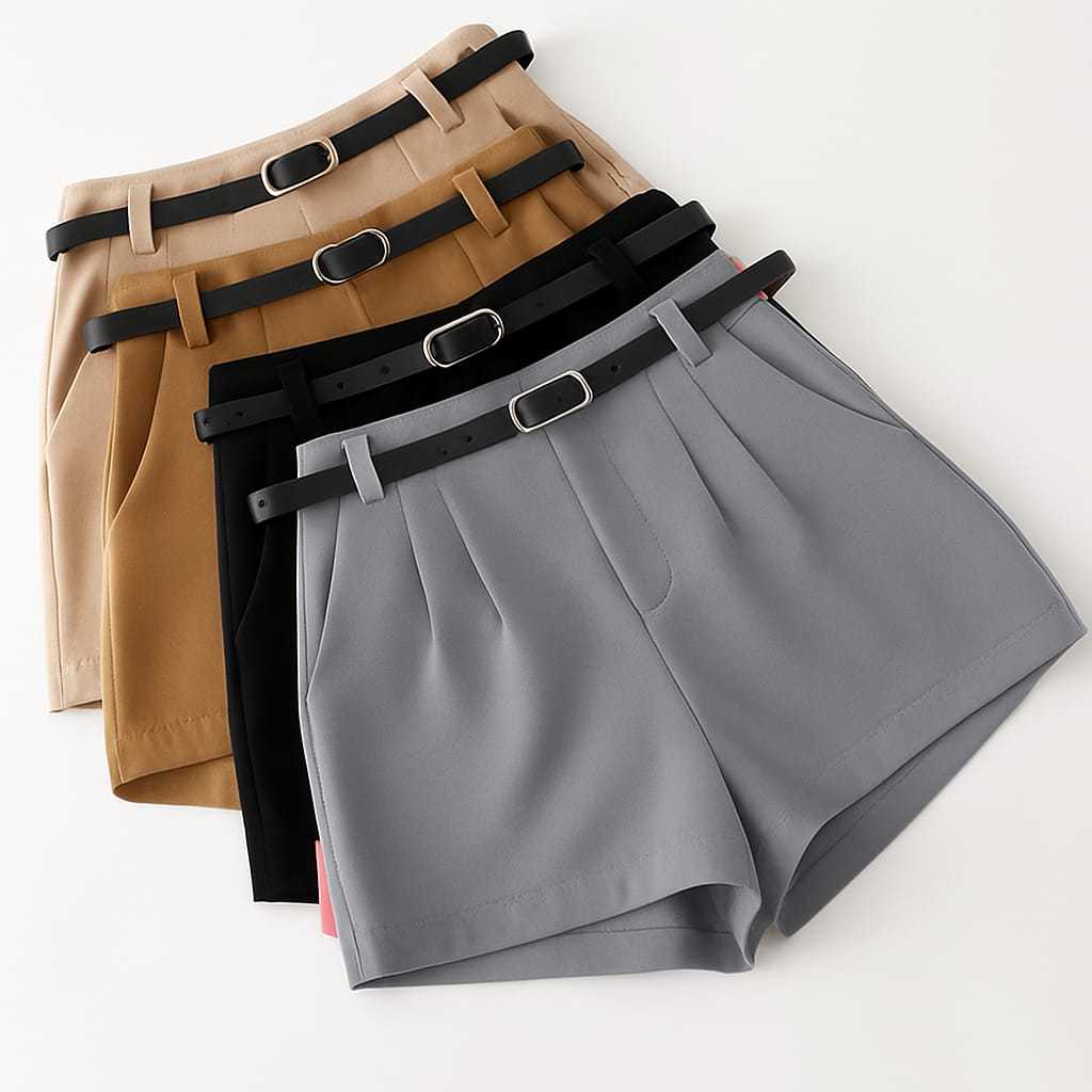 KIT 2  Short Feminino Alfaiataria ZA Social com Cinto cintura alta com bolso tendência Promoção