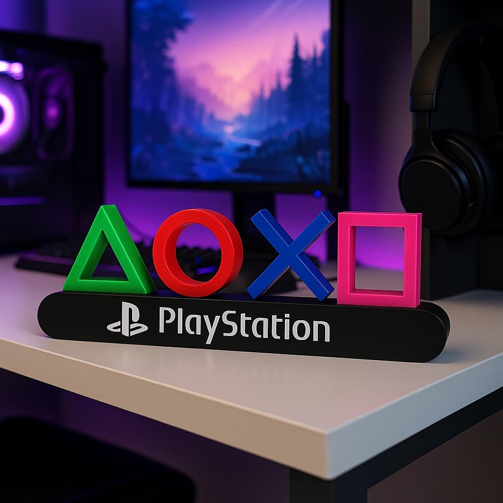 Letreiro Gamer PlayStation Decorativo | Placa Geek PS5 para Decoração de Game Room