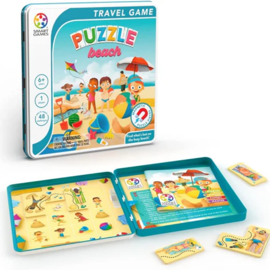 Puzzle Beach jogo de lógica educativo SmartGames com peças magnéticas portátil com 48 desafios ano6+