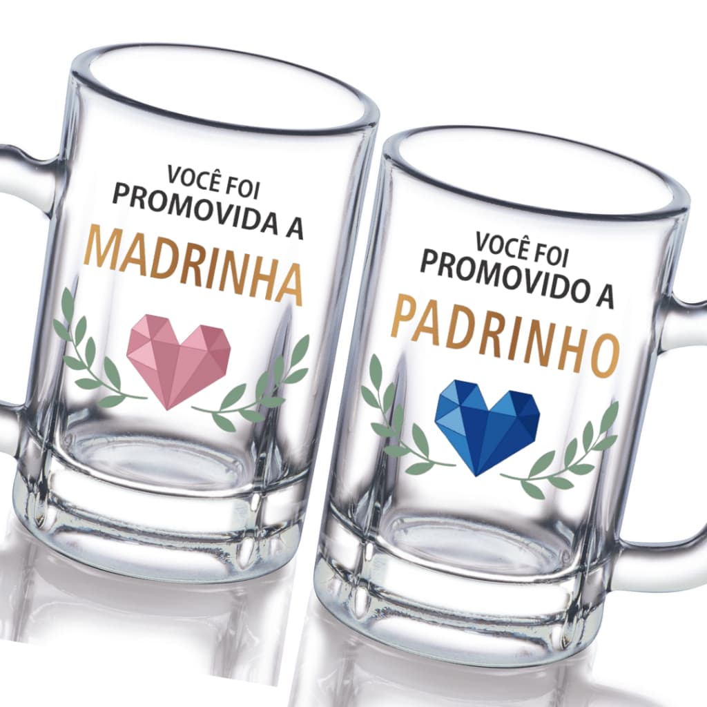 jogo 2 Caneca Taberna Padrinhos Casamento Batizado Batismo  Dindo e Dinda Madrinha e Padrinho