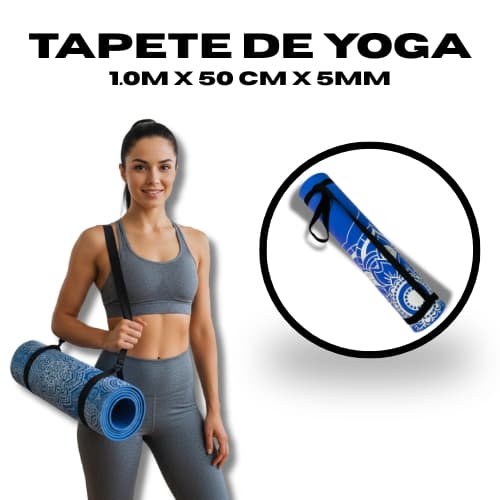 Tapete Yoga Pilates 1m x 50cm x 5mm Colchonete Academia Antiderrapante Ginástica Exercícios Fitness