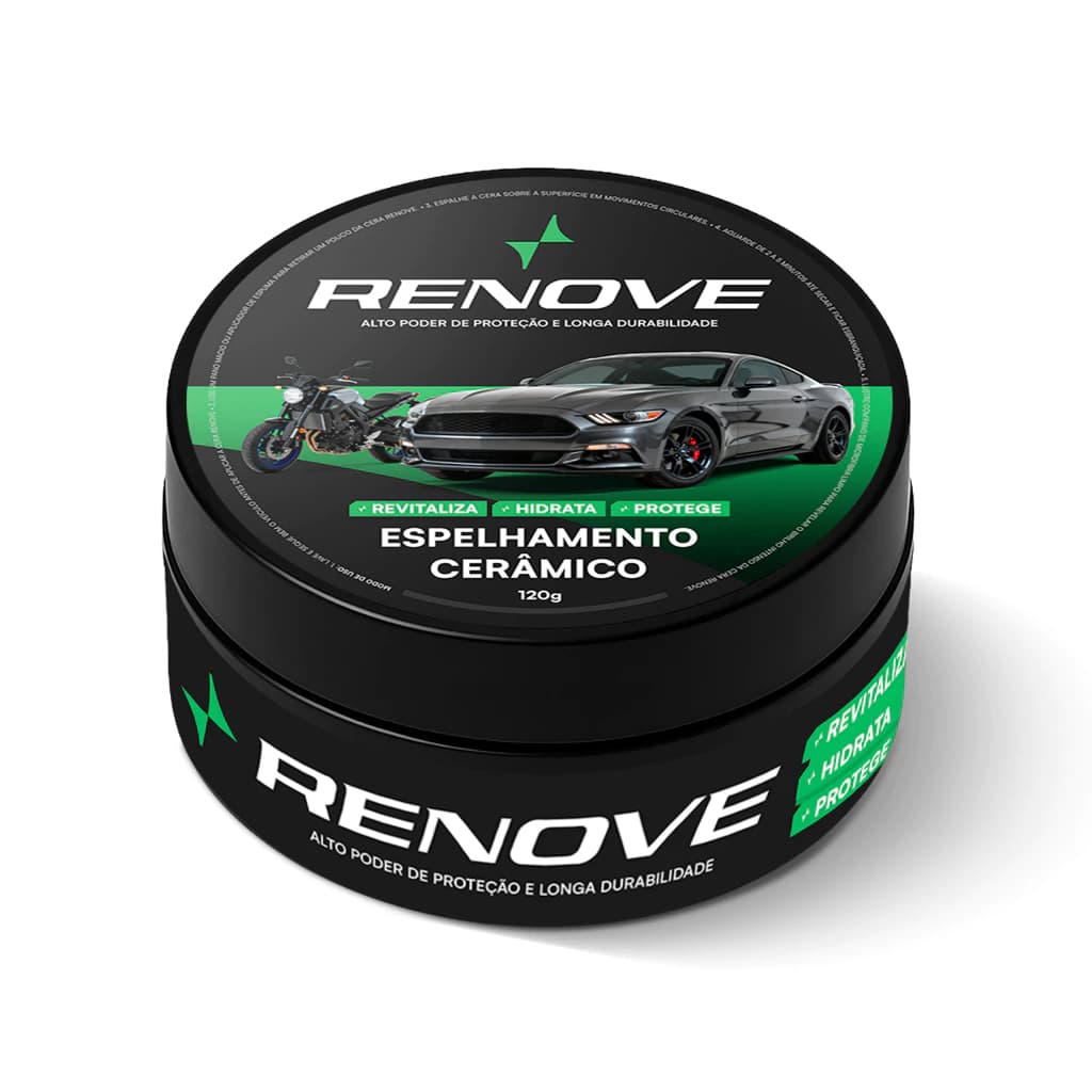 Cera Espelhamento RENOVE – Remove Riscos Superficiais, Repele Água, Proteção Sol, Brilho Intenso