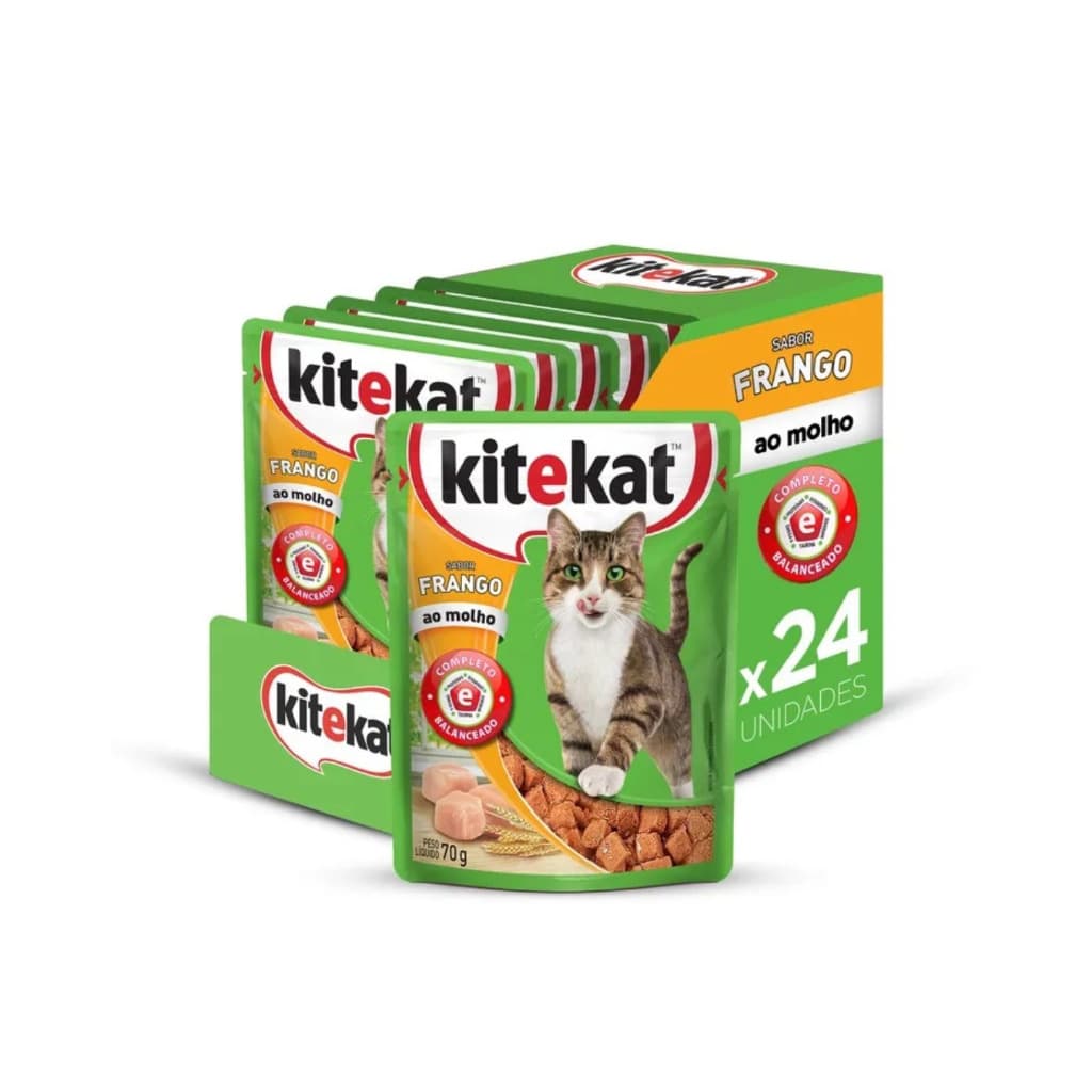 KIT SACHÊ KITEKAT 24 UNIDADES GATO SABOR FRANGO AO MOLHO