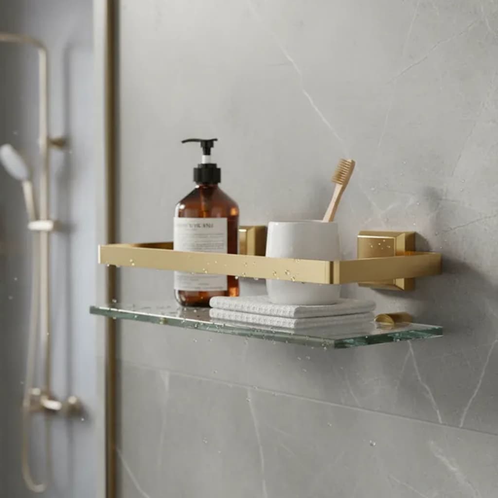 Porta Shampoo Luxo Dourado Gold Quadrado 10x25 Suporte Banheiro