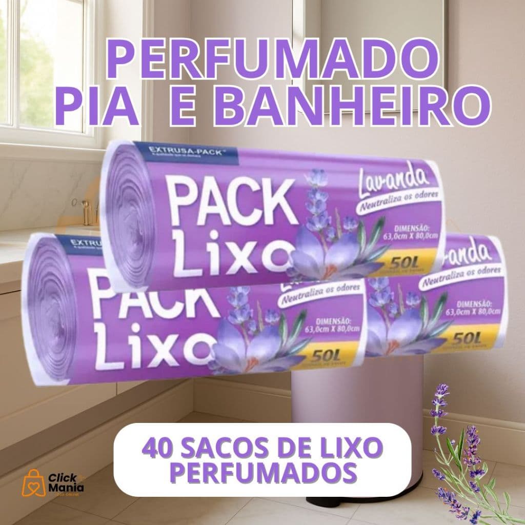 Saco Lixo Banheiro Pia Cozinha Perfumado Lilás 34x38 Lavanda Neutraliza Odor Anti Inseto
