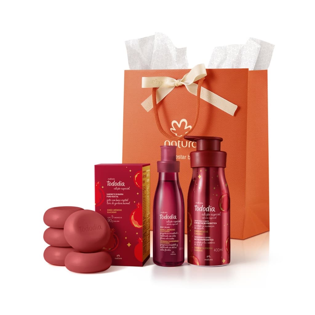 Lançamento Kit Presente Natura Tododia Romã e Amêndoas Glaceadas - Edição Natal - Body Splash - Hidratante - Sabonete