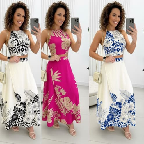 Conjunto Saia e Cropped Feminina