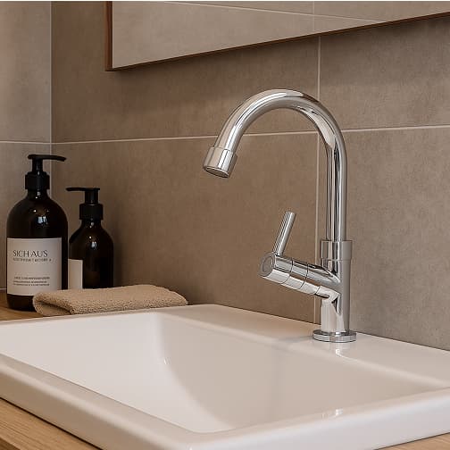 Torneira Lavatório Lavabo ABS 1/4 Volta Banheiro Simples Lavatório Cromada