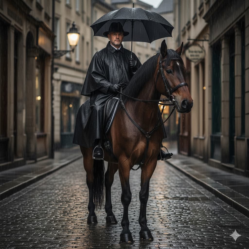 Capa de chuva de nylon com poncho para viagens a cavalo