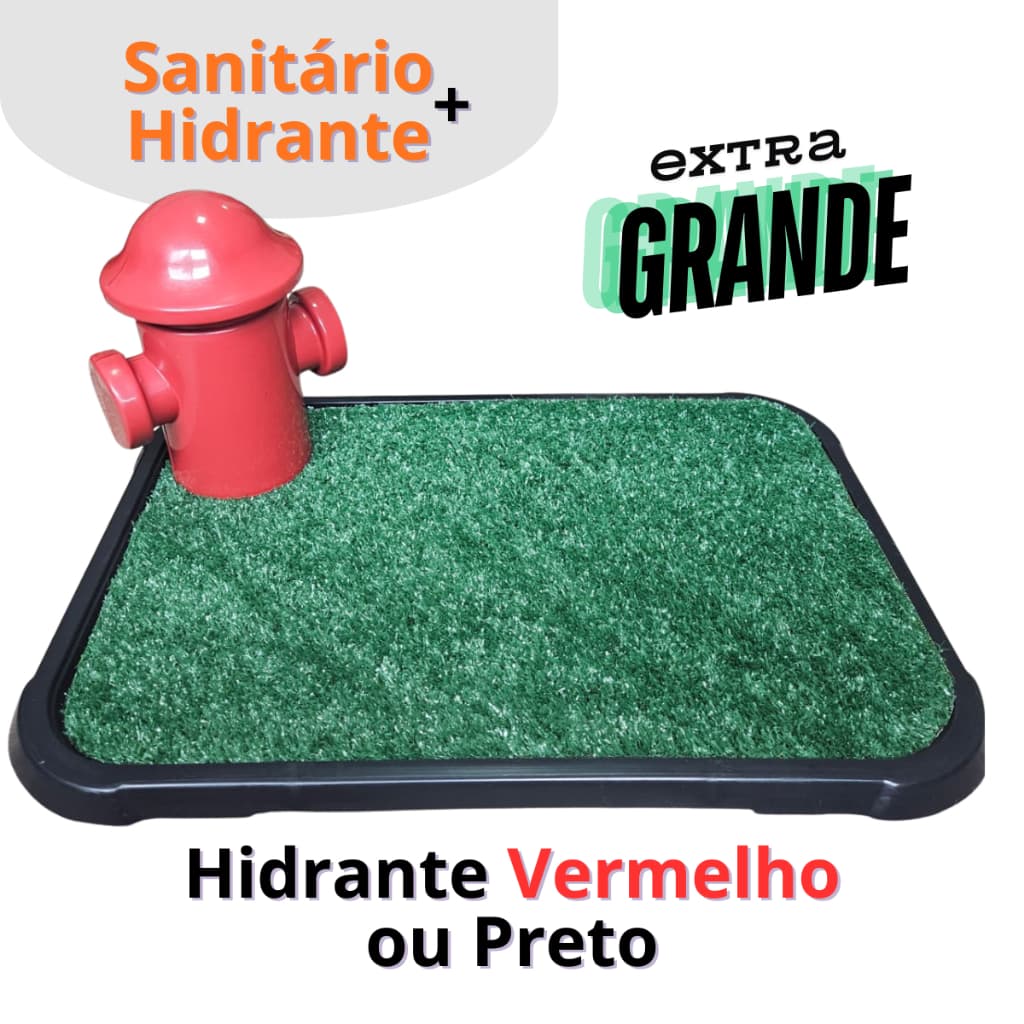 Sanitário Canino Xixi Pet Garden com Grama Sintética + Poste Hidrante Adestramento Cachorro Fácil Limpar - Brie Pet