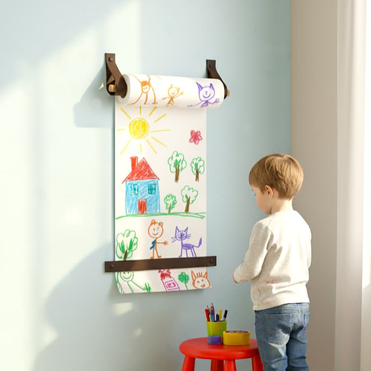 Suporte de Lousa Infantil para Rolo de Papel - Desenhar Educativo Montessori