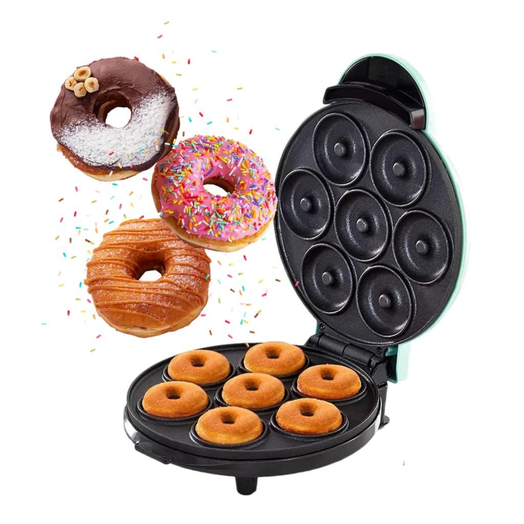 MINI Máquina de Fazer 7 Donuts Rosquinhas mini Confeitaria Culinária / Voltagem 110/220 volts 7 Furo