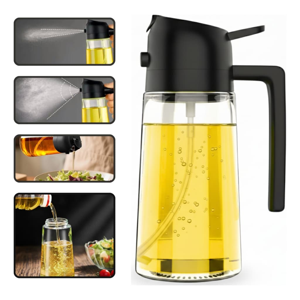 Porta Azeite Vinagre Óleos Spray2x1 Borrifador Cozinha 500 ml