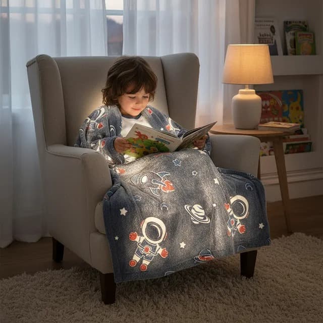 Manta Cobertor Criança  1,80x2,00 Mt Brilha No Escuro