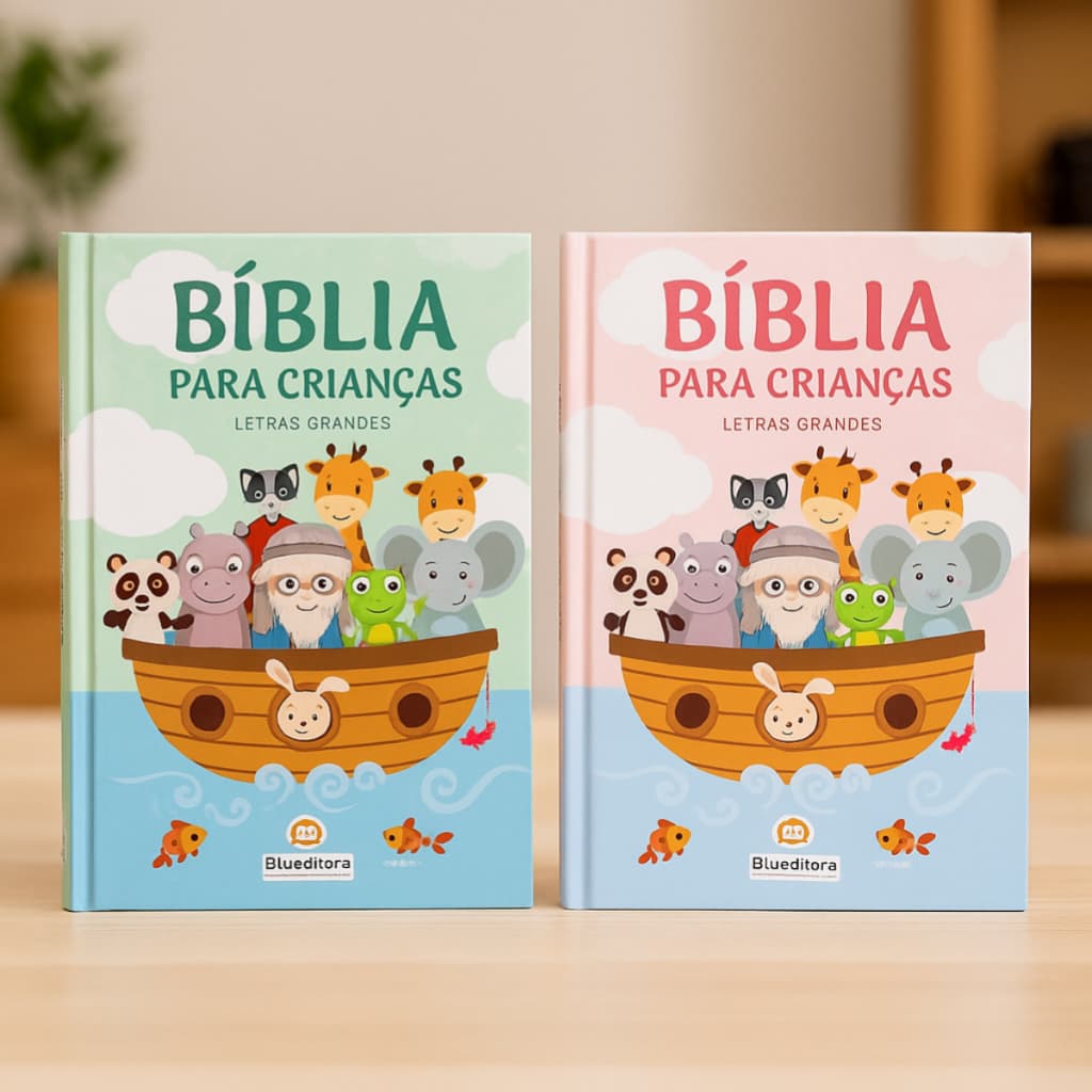 Bíblia Infantil Para Criança Letras Grandes Colorido Blu Editora Capa Dura Leitura e Atividades!