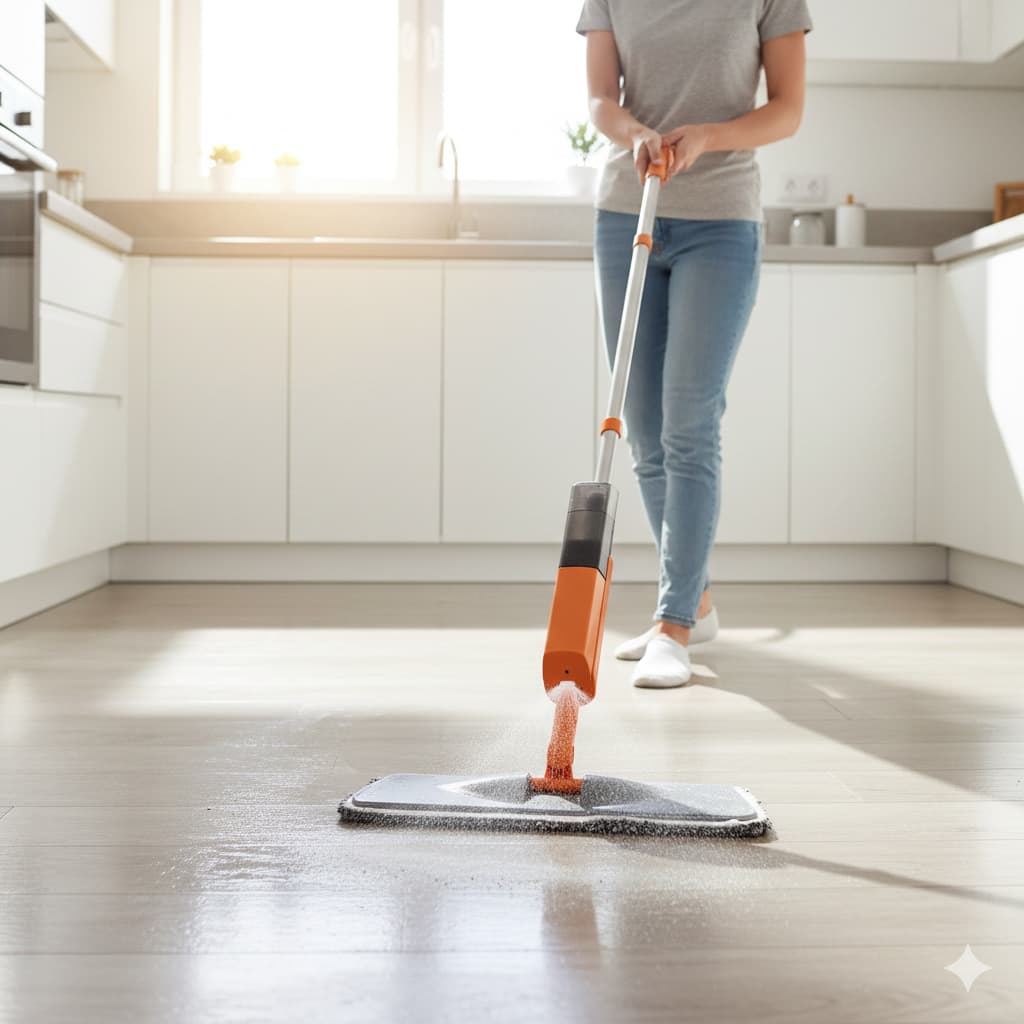 Mop Spray Fit Esfregao Para Limpeza da Casa Com Gatilho e Reservatorio Dispenser Para Agua Desinfetante