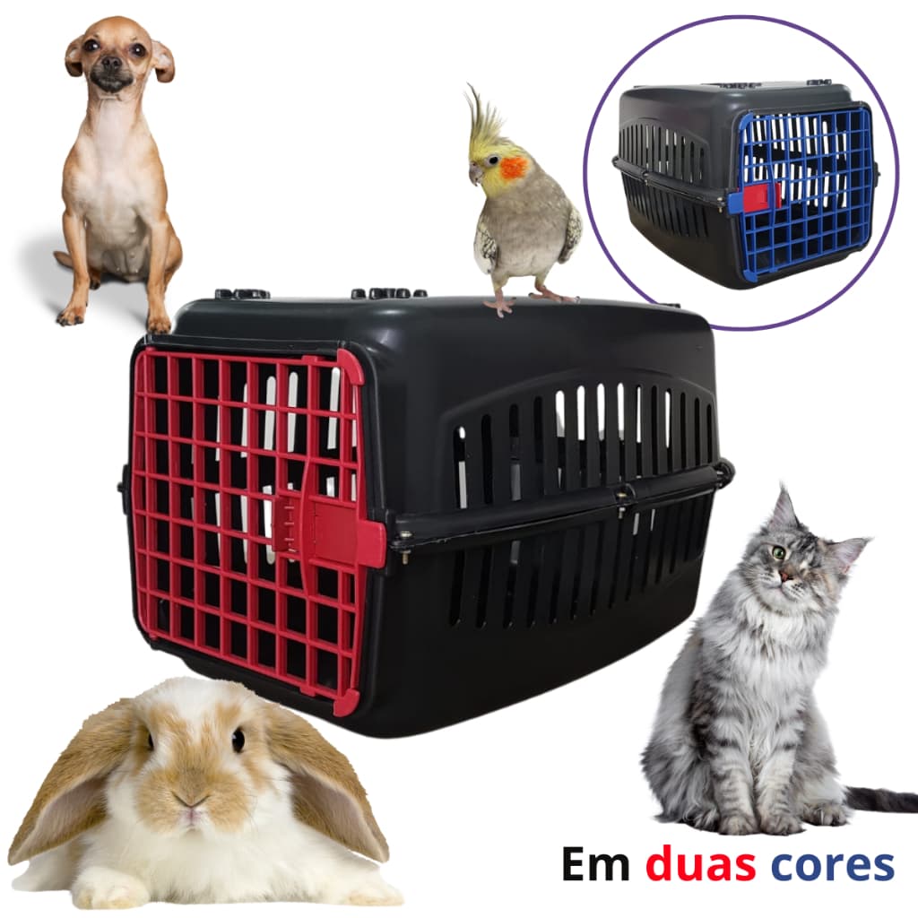 Caixa de Transporte Média em Plástico para Gatos e Cachorros para Viagem e Transporte Veterinário