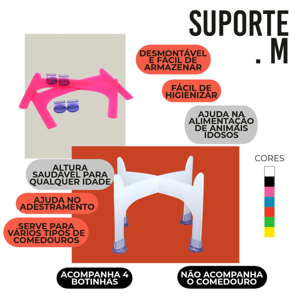 Avulso ou Kits Super Suporte Elevado Color M para Comedouros 750ml - Lilopety