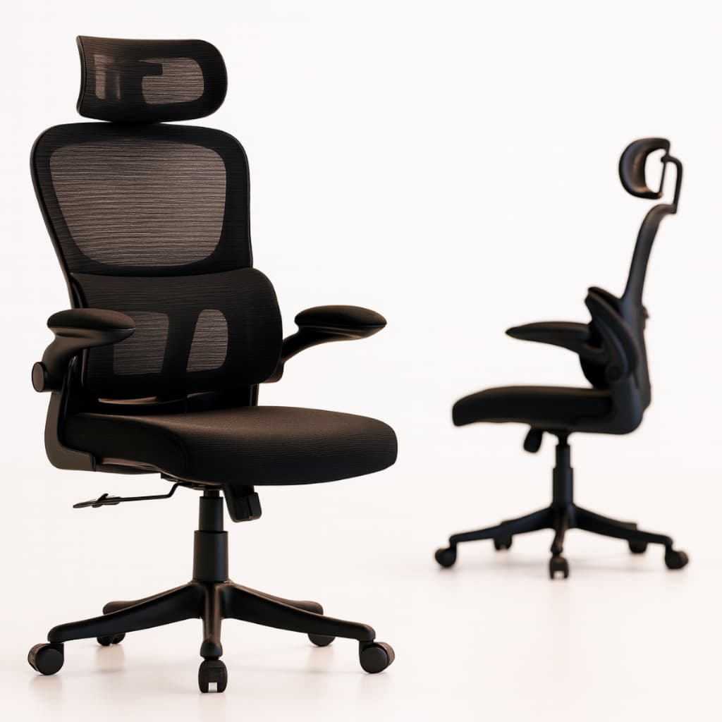 Cadeira de Escritório Ergonômica Apoio Lombar Giratória Executiva com Regulagem