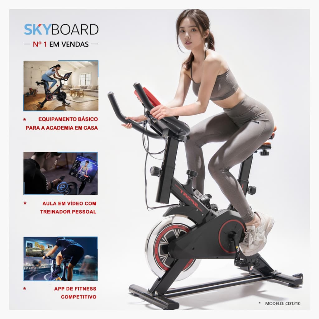 SKYBOARD bicicleta Bike Ergométrica Smart - Modelo Atualizado com Jogos por Movimento, Conexão Bluetooth e App Exclusivo