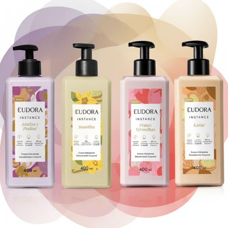Eudora Instance Hidratante Corporal 400ml Algodão Ameixa Baunilha Frutas Vermelhas Karité Rosa Absoluta