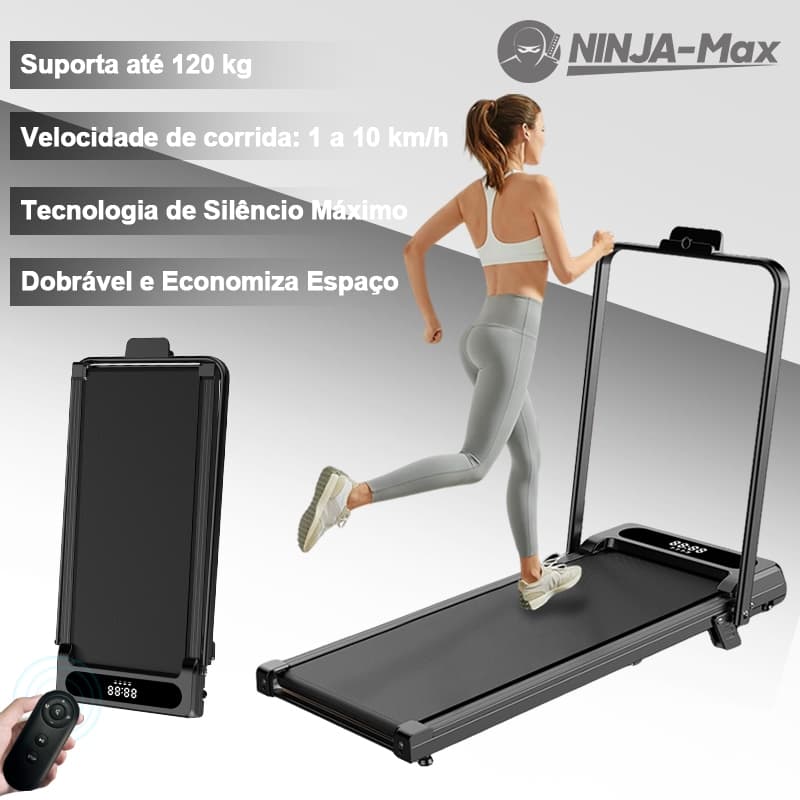 NINJA-Max Esteira Elétrica Ergométrica Dobrável 10km/h - MOTOR 2.0HP SILENCIOSO - 127 220V Home Fitness