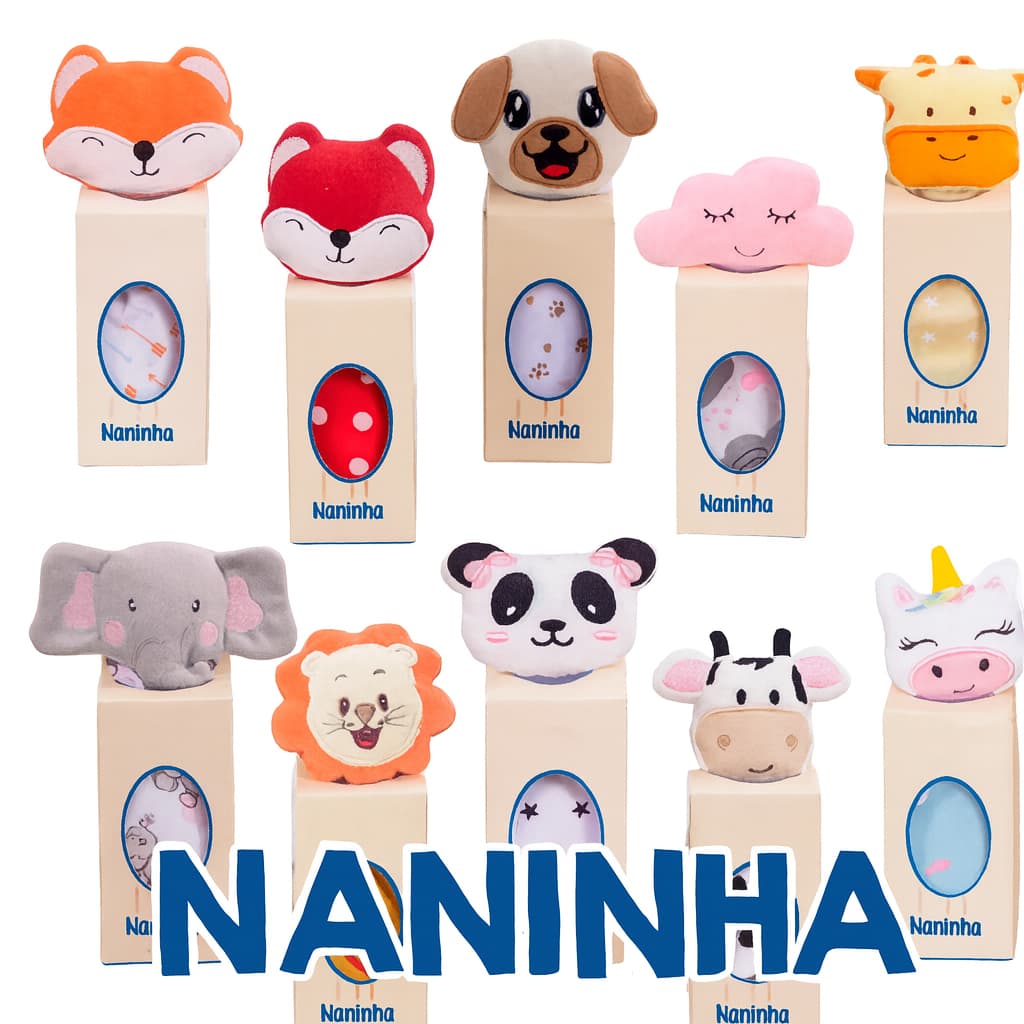Naninha com Prendedor de Chupeta Paninho de Bichinho Antialérgico para Bebê