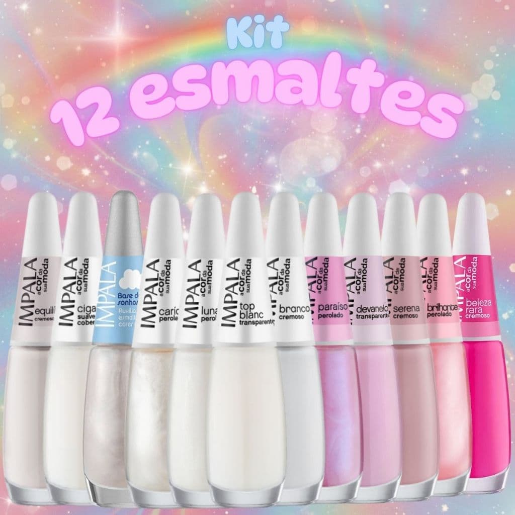 Kit 12 Esmaltes Impala Tons Clarinhos Francesinhas Delicados Noiva Manicures Atacado Moda Madrinhas