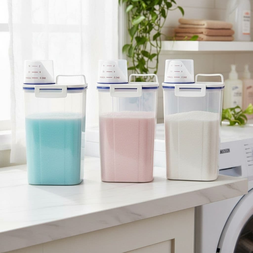 Kit 1 a 6 Dispenser Organizador de Lavanderia Pote Hermético 2,5L Porta Sabão Amaciante Tira Mancha