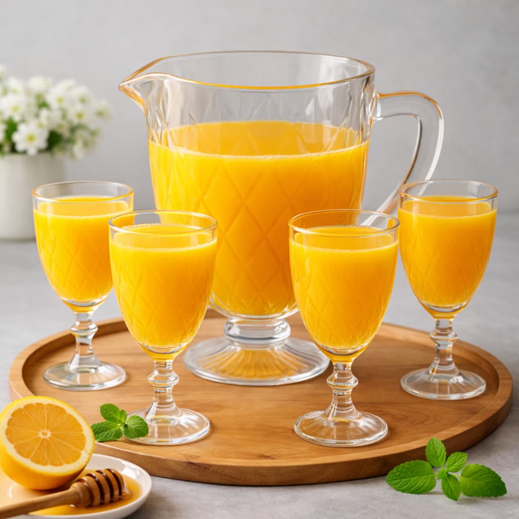 Jarra De Vidro 1,2l Com 4 Taças Diamond 5 Peças Transparente para Suco Água Drinks