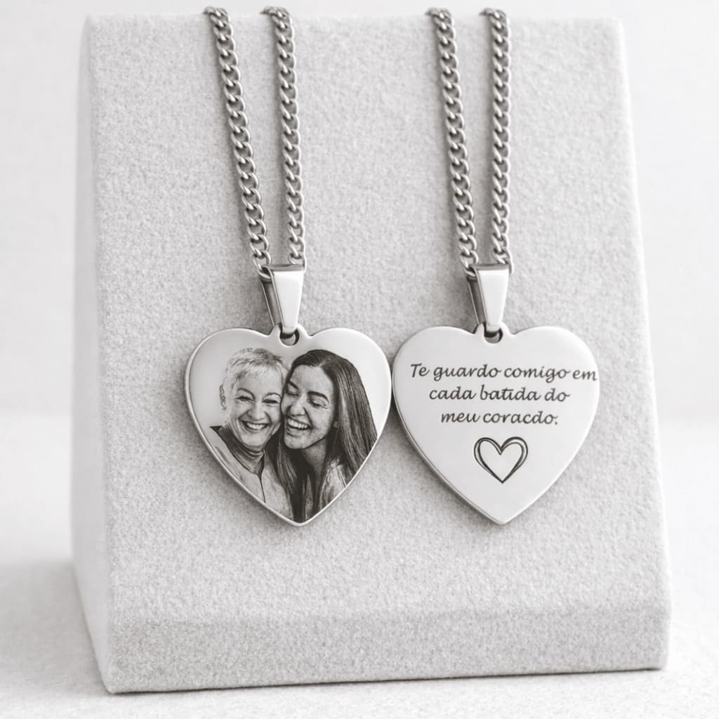 Colar medalha personalizada Foto gravação a laser Família Amor Avó Pai Mãe Namorado Casal