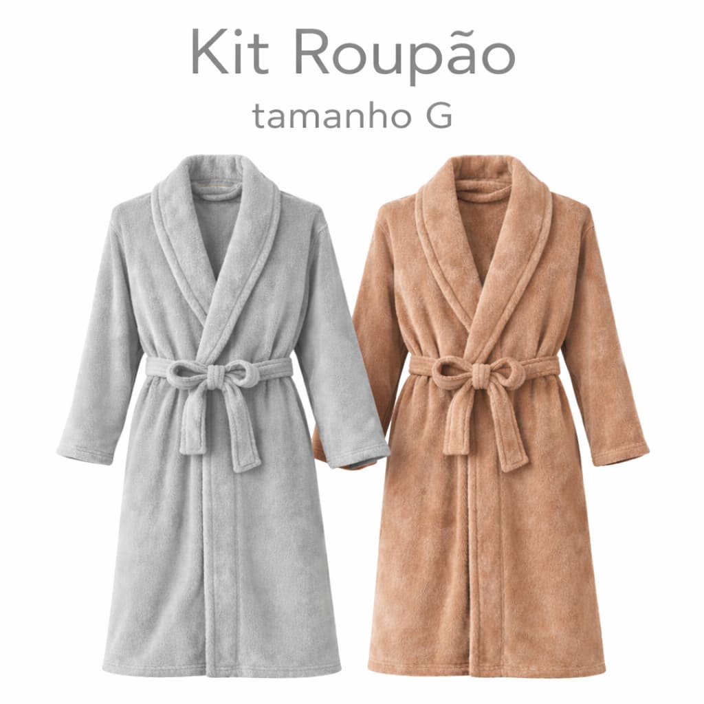 Kit 2 Roupões Plush M ou G Unissex Adulto Inverno Quentinho Promoção 100% Poliester
