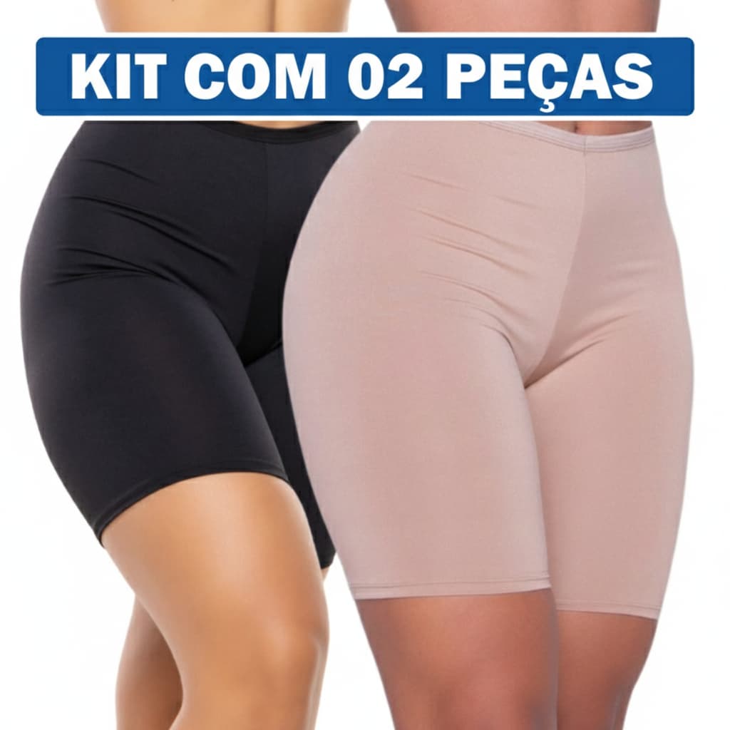 Kit 2 Anáguas Shortinho Íntimo Segunda Pele Confortável Modeladora Lingerie Short Bermuda Pilates Caminhada Corrida