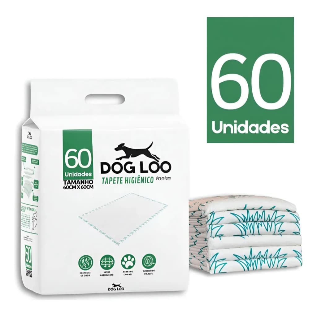 Tapete Higienico Para Cachorro Dog Loo 60X60CM 60 Unidades Envio Imediato