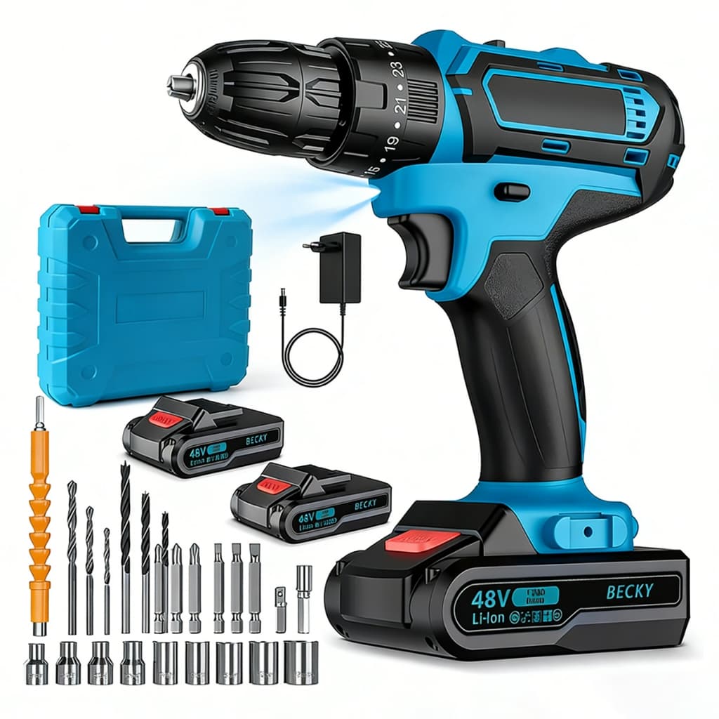 Parafusadeira Furadeira 48V 2 Baterias Com Maleta e Acessórios Completo