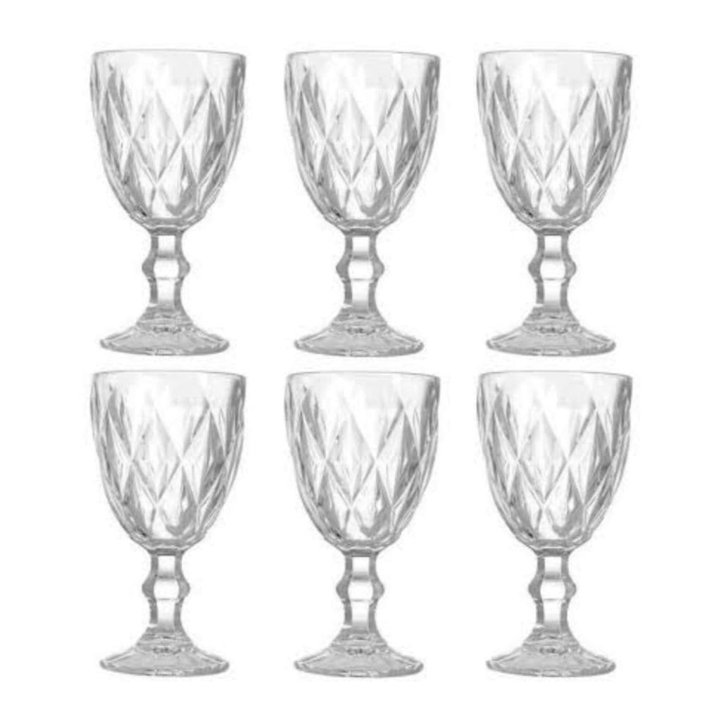 Jogo De 6 Taças Diamond Vidro Transparente 320ml 123útil