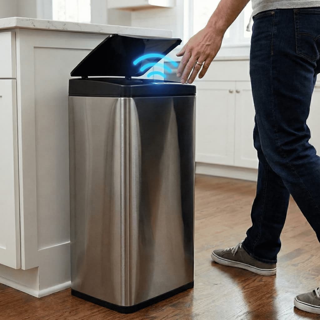 Lixeira Cozinha Automática Sensor Inteligente Aço Inox 50 Litros Premium