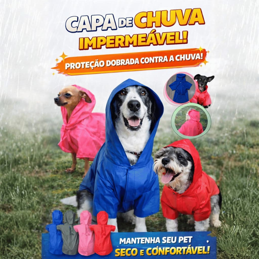 Capa de Chuva para Cachorro Gaby Pet