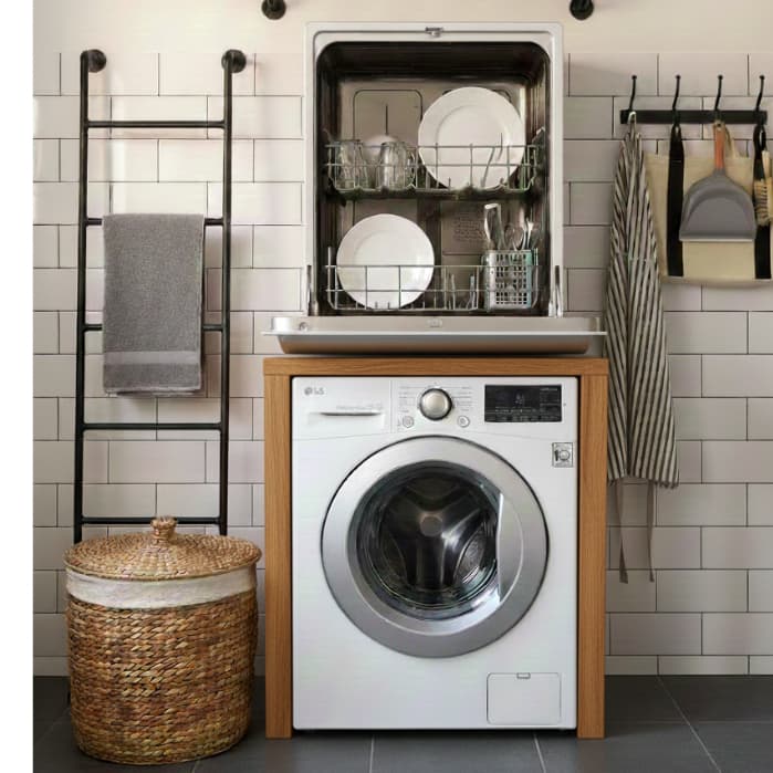 Balcao para Lava e Seca Embutido Lavanderia Estrutura Reforçada-107