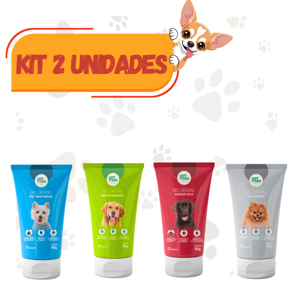 Kit 2 Gel dental Para Cães Creme Limpeza Profunda e Hálito Agradavel