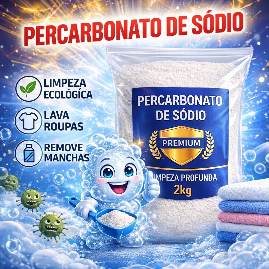 Percarbonato de Sódio 100% Puro | Alvejante Sem Cloro | Tira Manchas e Limpeza Geral | 2 kg 1 kg 500g 250g
