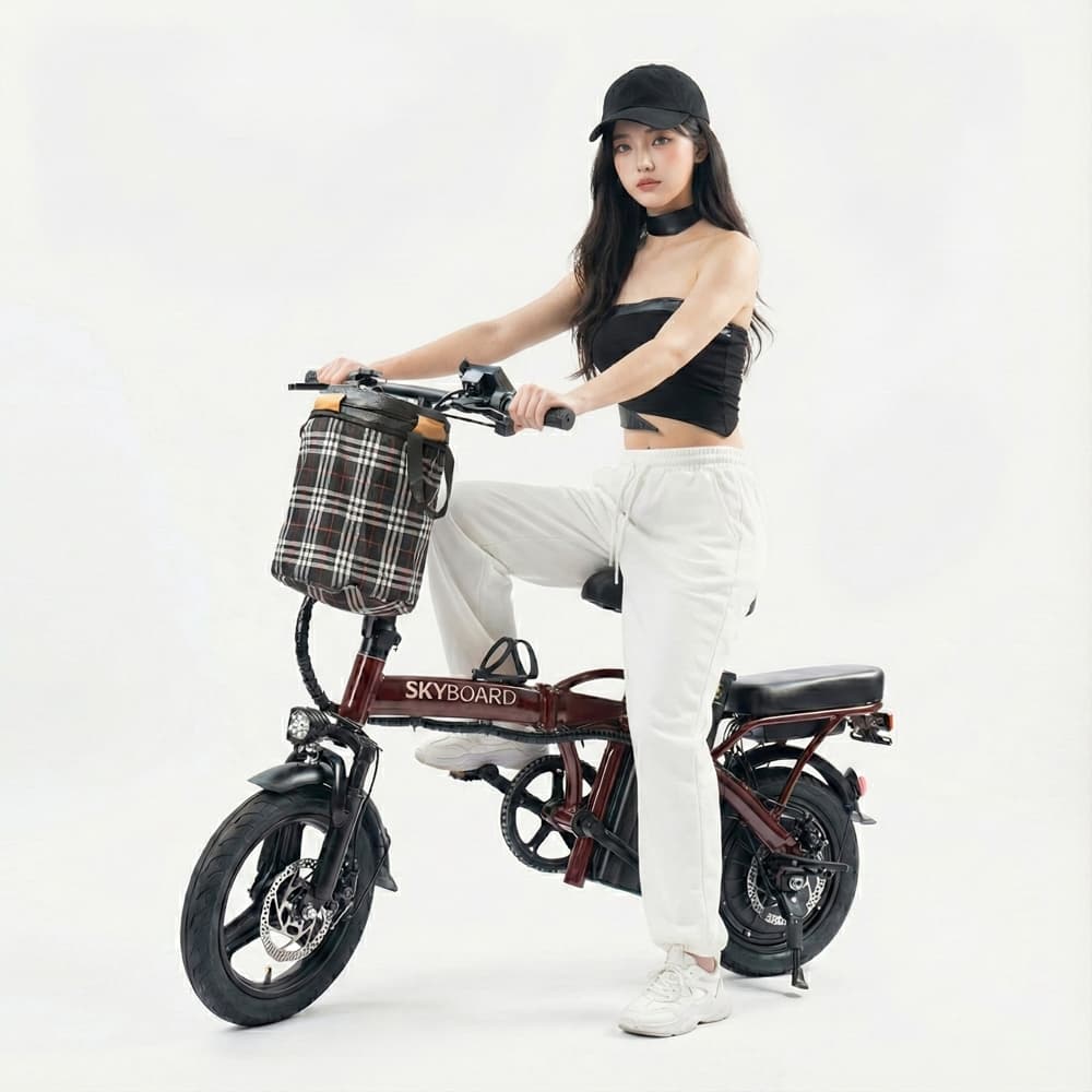 🔥 SKYBOARD Bicicleta Elétrica Dobrável Bivolt 48V15Ah autonomia 45km farol LED suporte de celular KDD5001