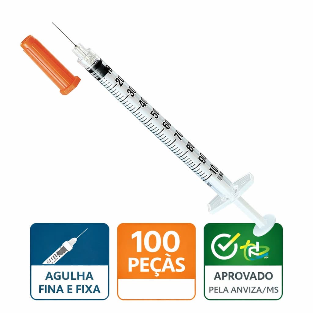 Seringa para Botox Com Agulha Fixa e Fina 8mm X 0,30 100UI 1mL 10/20/50/100 unidades