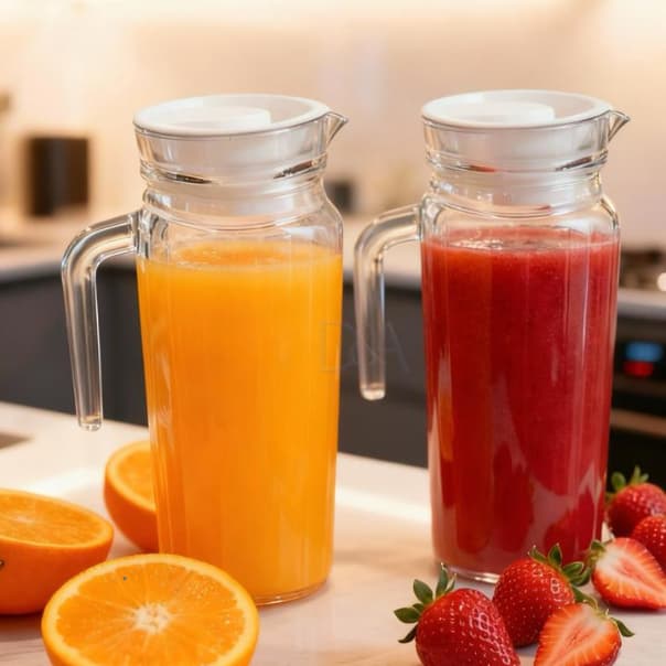 Jarra de Vidro Suiça 1L Com Tampa Alça Água Suco Vidro Resistente